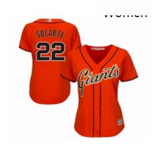 Womens San Francisco Giants 22 Yangervis Solarte Replica Orange Alternate Cool Base Baseball Jersey