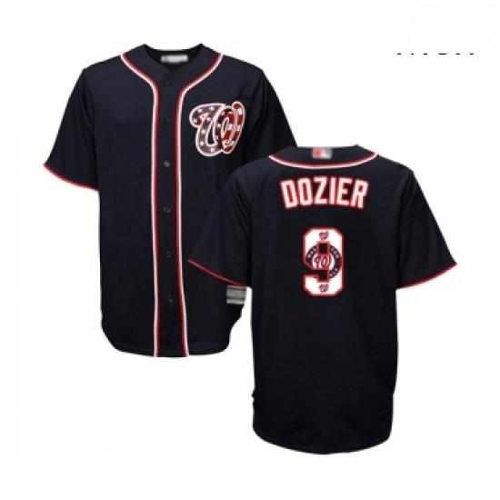 Mens Washington Nationals 9 Brian Dozier Authentic Navy Blue Team Logo Fashion Cool Base Baseball Jersey
