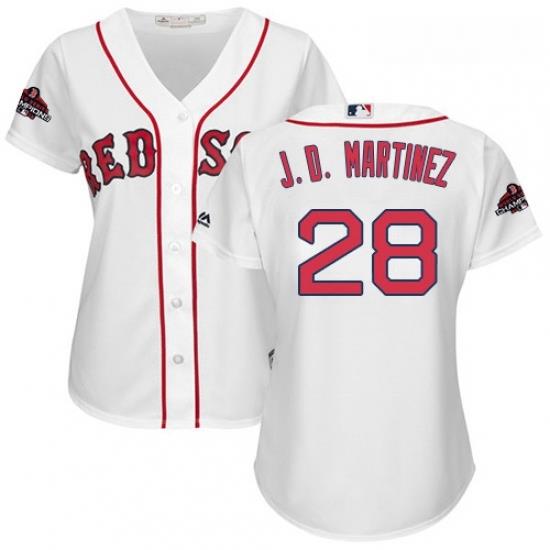 Womens Majestic Boston Red Sox 28 j D Martinez Authentic White Home 2018 World Series Champions MLB Jerse