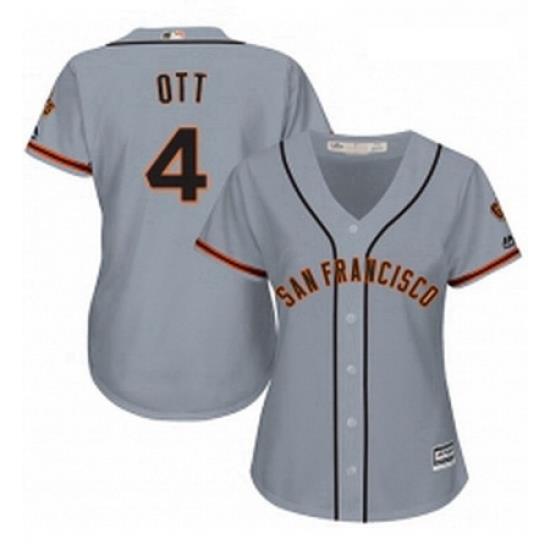 Womens Majestic San Francisco Giants 4 Mel Ott Replica Grey Road Cool Base MLB Jersey