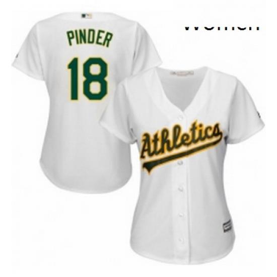 Womens Majestic Oakland Athletics 18 Chad Pinder Authentic White Home Cool Base MLB Jersey