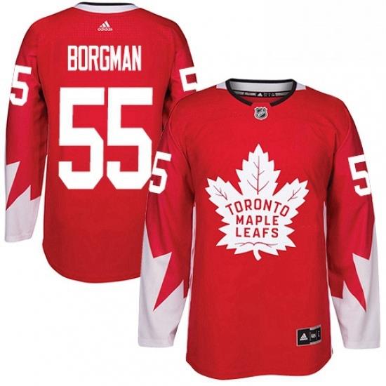 Mens Adidas Toronto Maple Leafs 55 Andreas Borgman Premier Red Alternate NHL Jersey