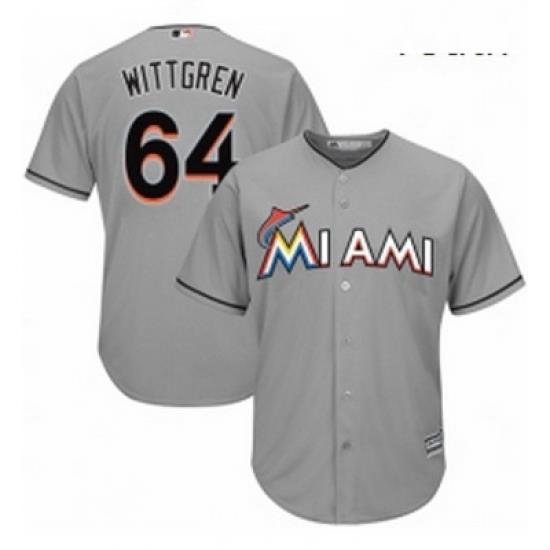Youth Majestic Miami Marlins 64 Nick Wittgren Authentic Grey Road Cool Base MLB Jersey