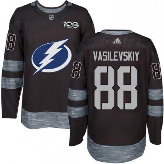 Mens Adidas Tampa Bay Lightning 88 Andrei Vasilevskiy Authentic Black 1917 2017 100th Anniversary NHL Jersey