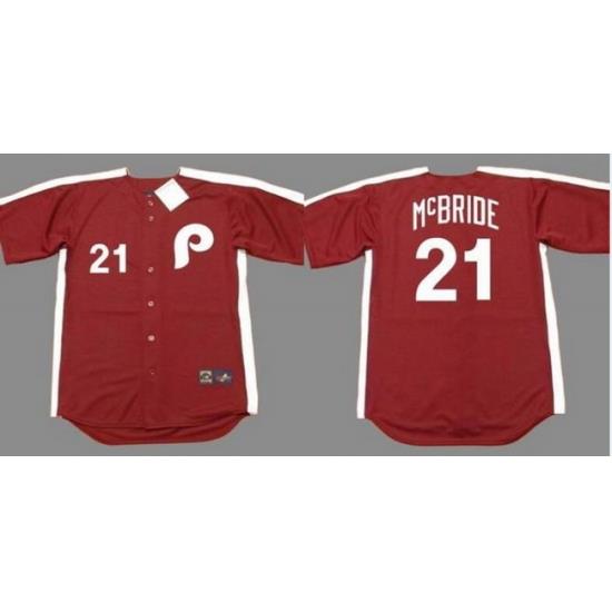 Phillies 21 Bake Mcbride Red 1979 Throwback Jersey