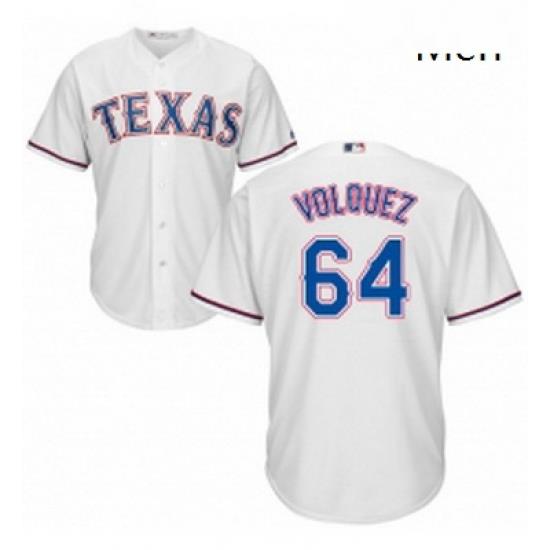 Mens Majestic Texas Rangers 64 Edinson Volquez Replica White Home Cool Base MLB Jersey