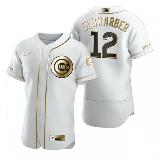 Chicago Cubs 12 Kyle Schwarber White Nike Mens Authentic Golden Edition MLB Jersey