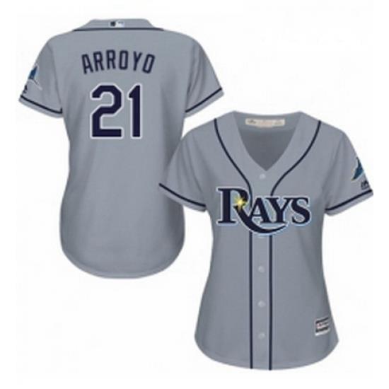 Womens Majestic Tampa Bay Rays 21 Christian Arroyo Replica Grey Road Cool Base MLB Jersey