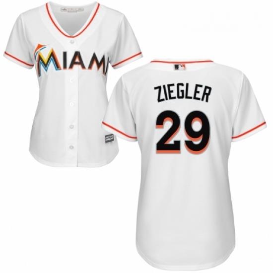 Womens Majestic Miami Marlins 29 Brad Ziegler Authentic White Home Cool Base MLB Jersey