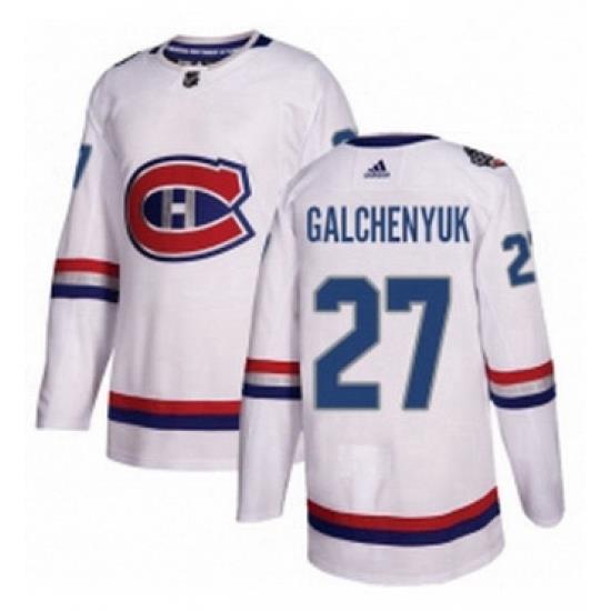 Mens Adidas Montreal Canadiens 27 Alex Galchenyuk Authentic White 2017 100 Classic NHL Jersey