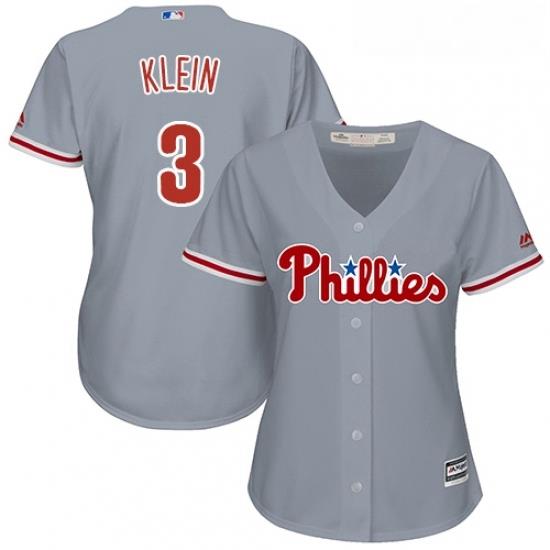 Womens Majestic Philadelphia Phillies 3 Chuck Klein Replica Grey Road Cool Base MLB Jersey