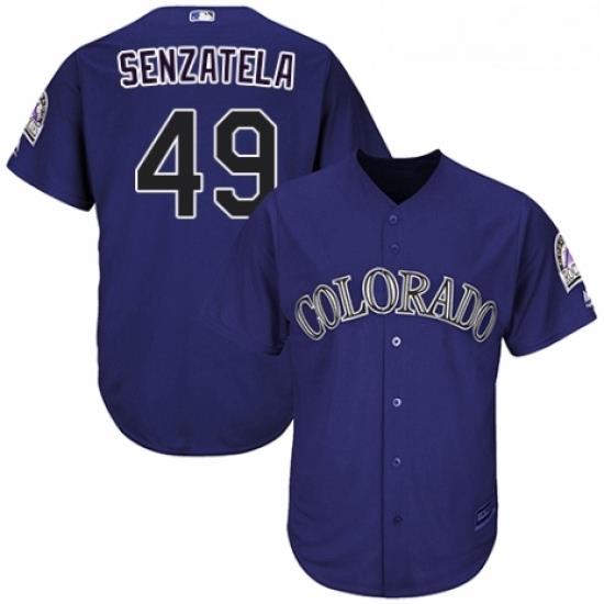 Youth Majestic Colorado Rockies 49 Antonio Senzatela Authentic Purple Alternate 1 Cool Base MLB Jersey