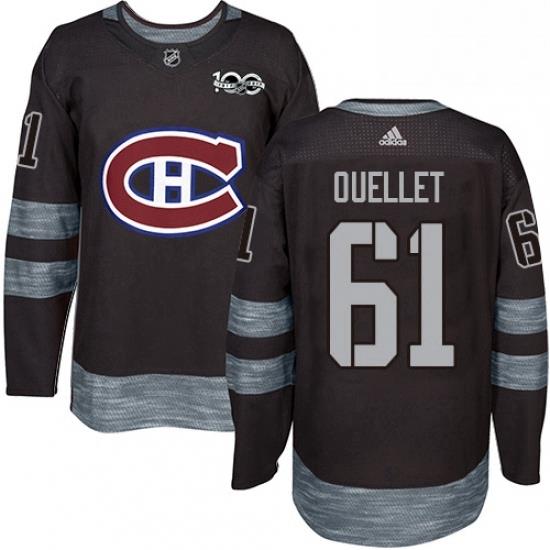 Mens Adidas Montreal Canadiens 61 Xavier Ouellet Authentic Black 1917 2017 100th Anniversary NHL Jersey