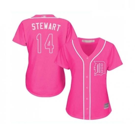 Womens Detroit Tigers 14 Christin Stewart Replica Pink Fashion Cool Base Baseball Jersey