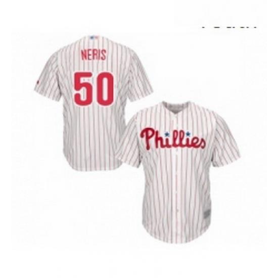Youth Philadelphia Phillies 50 Hector Neris Replica White Red Strip Home Cool Base Baseball Jersey