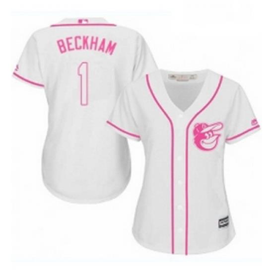 Womens Majestic Baltimore Orioles 1 Tim Beckham Replica White Fashion Cool Base MLB Jersey
