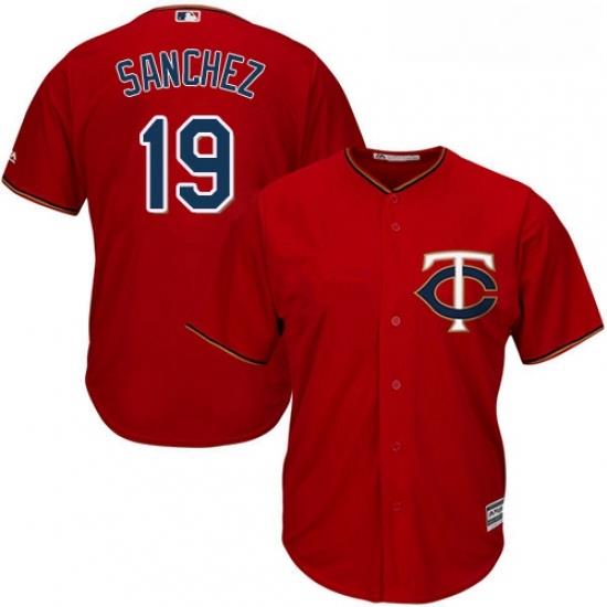 Youth Majestic Minnesota Twins 19 Anibal Sanchez Replica Scarlet Alternate Cool Base MLB Jersey
