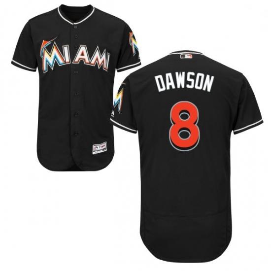 Mens Majestic Miami Marlins 8 Andre Dawson Black Alternate Flex Base Authentic Collection MLB Jersey