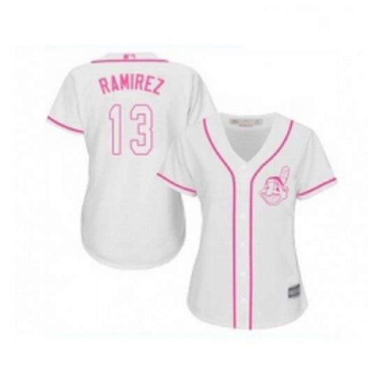 Womens Cleveland Indians 13 Hanley Ramirez Replica White Fashion Cool Base Baseball Jersey