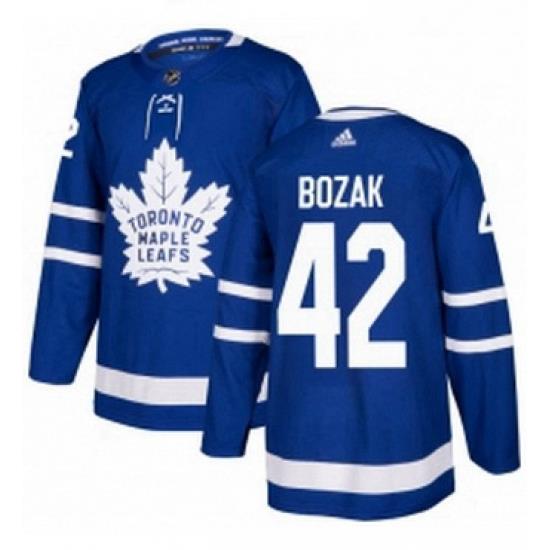 Mens Adidas Toronto Maple Leafs 42 Tyler Bozak Premier Royal Blue Home NHL Jersey