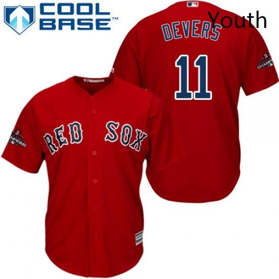 Youth Majestic Boston Red Sox 11 Rafael Devers Authentic Red Alternate Home Cool Base 2018 World Series Champions MLB Jersey