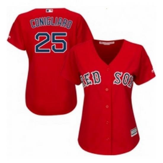 Womens Majestic Boston Red Sox 25 Tony Conigliaro Authentic Red Alternate Home MLB Jersey