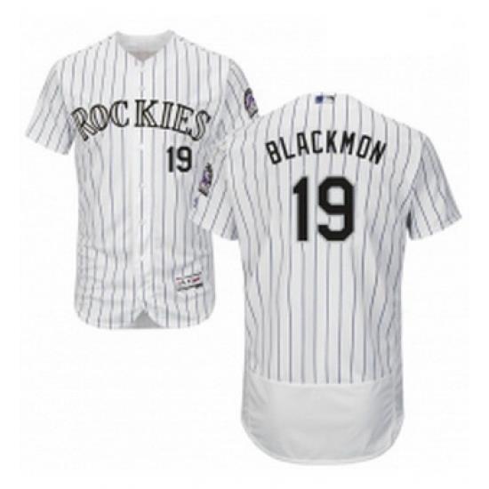 Mens Majestic Colorado Rockies 19 Charlie Blackmon White Home Flex Base Authentic Collection MLB Jersey