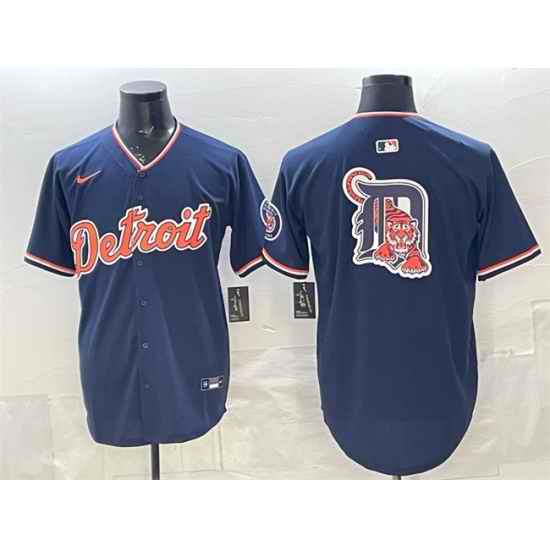 Men Detroit Tigers Team Big Logo Navy 2026 Alternate Vapor Premier Limited Stitched Baseball Jersey