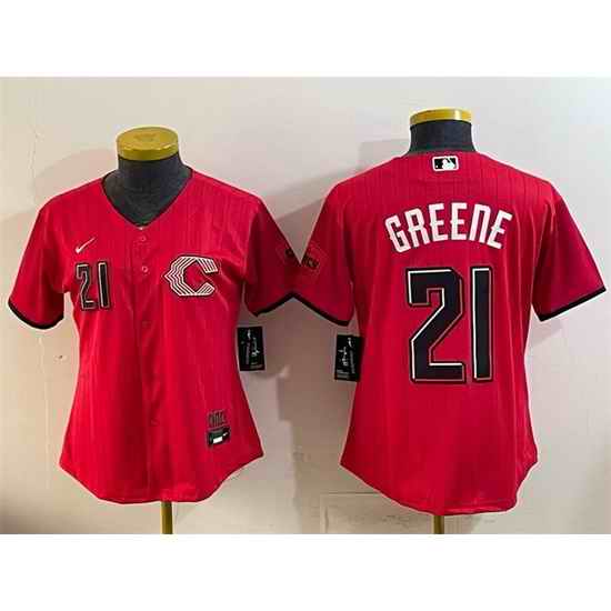 Women Cincinnati Reds 21 Hunter Greene Red 2026 City Connect Stadium Stitched Baseball Jersey