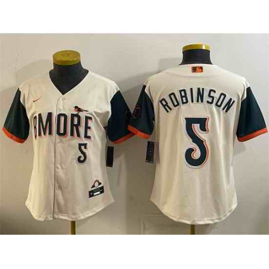 Women Baltimore Orioles 5 Brooks Robinson Natural 2026 City Connect Stadium Stitched Baseball Jersey