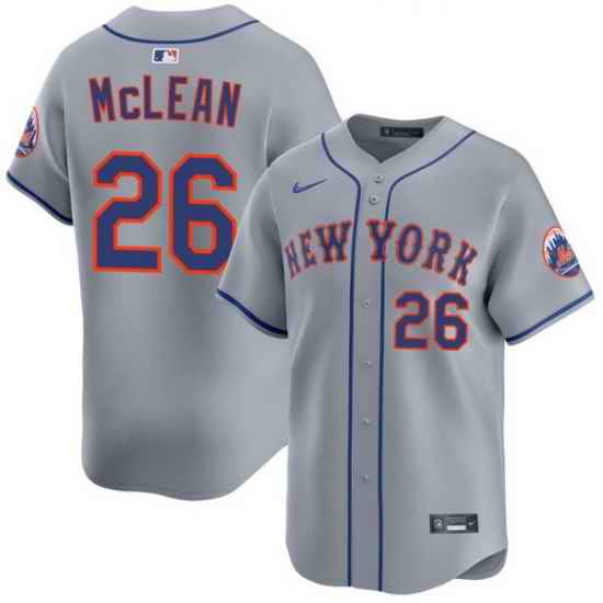 Men New York Mets Nike Nolan McLean #26 Gray Home Stitched Player Jersey
