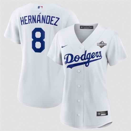 Women Los Angeles Dodgers 8 Enrique Hernandez White 2025 World Series Home Cool Base Limited Stitched Baseball Jersey