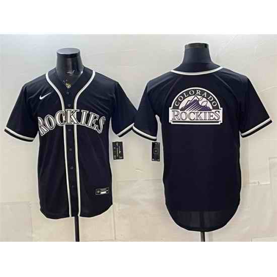 Men Colorado Rockies Team Big Logo 2026 Fashion Replica Black Out Stitched Baseball Jersey