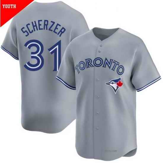 Men Toronto Blue Jays 31 Max Scherzer Gray Cool Base Stitched Baseball Jersey