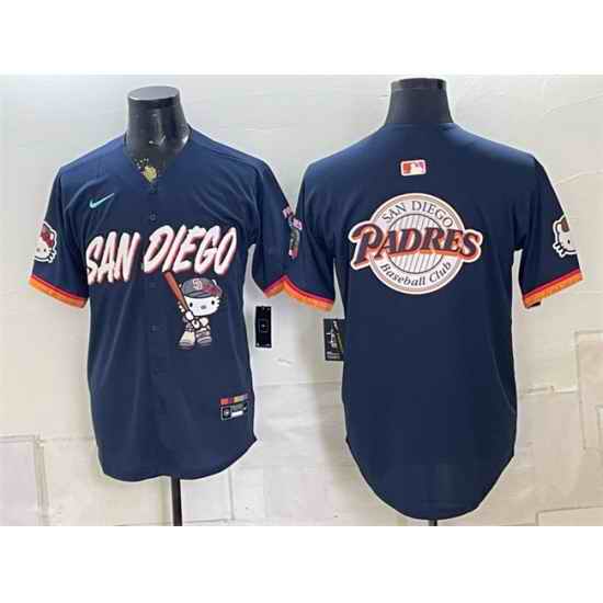 Men San Diego Padres X Hello Kitty Team Big Logo Obsidian 2026 City Connect Stadium Stitched Baseball Jerseys