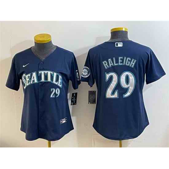 Youth Seattle Mariners  29 Cal Raleigh Navy Cool Base Stitched Baseball Jersey