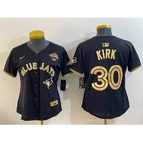 Youth Toronto Blue Jays 30 Alejandro Kirk Black Gold 2025 American League Champions Limited Stitched Baseball Jersey