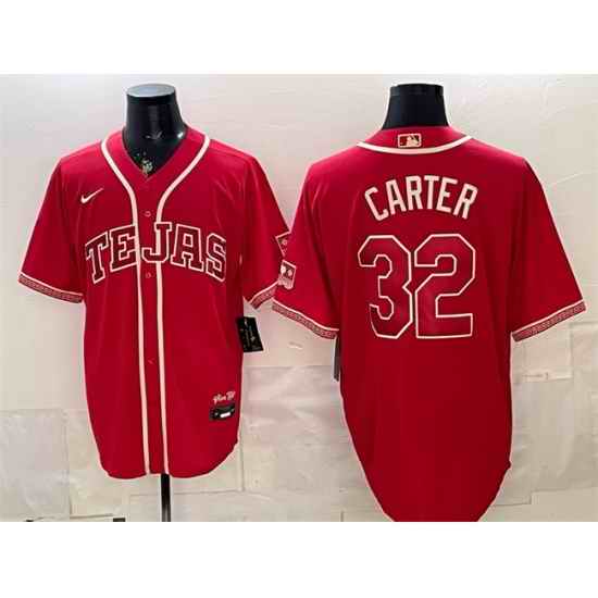 Men Texas Rangers  32 Evan Carter Red 2026 City Connect Stadium Stitched Baseball Jersey