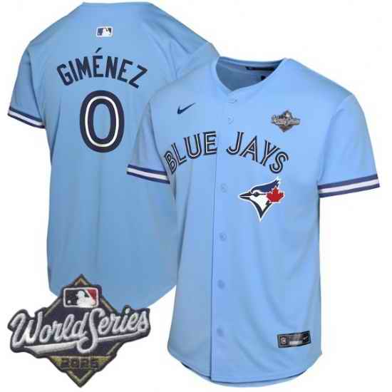 Men Toronto Blue Jays 0 Andres Gimenez Cool Base Stitched Baseball Jersey Light Blue