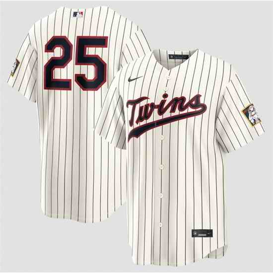 Men Minnesota Twins  25 Byron Buxton Cream 2026 Field of Dreams Stadium Stitched Baseball Jersey