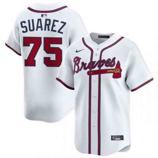Men Atlanta Braves Nike Alternate Limited Jersey White Suarez Robert 75