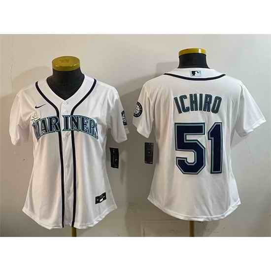 Women Seattle Mariners 51 Ichiro Suzuki White Cool Base Stitched Baseball Jersey