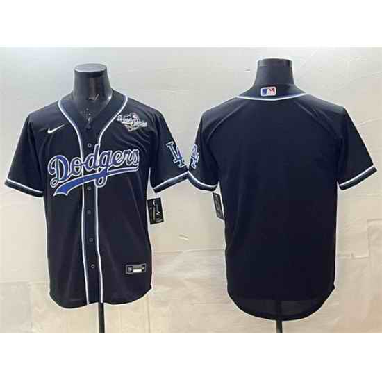 Men Los Angeles Dodgers Blank Black Fashion 2025 World Series Cool Base Stitched Baseball Jersey