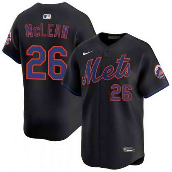 Men New York Mets Nike Nolan McLean #26 Black Home Stitched Player Jersey