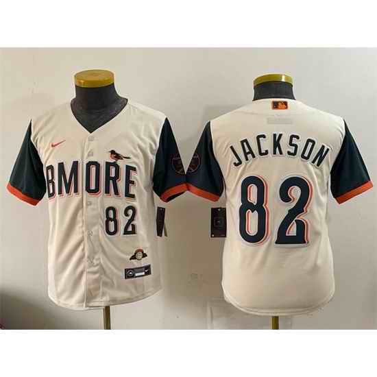 Youth Baltimore Orioles  82 Jeremiah Jackson Natural 2026 City Connect Stadium Stitched Baseball Jersey