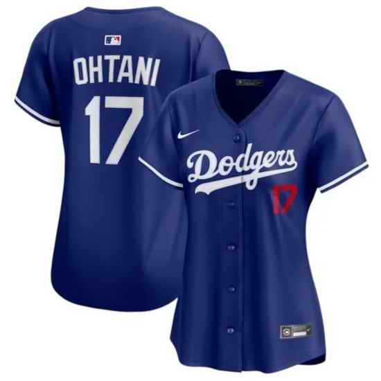 Women Los Angeles Dodgers Shohei Ohtani #17 Blue  Home Flex Base Stitched Jersey