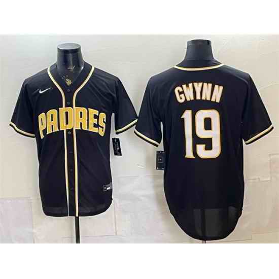 Men San Diego Padres  19 Tony Gwynn 2026 Fashion Replica Black Out Stitched Baseball Jersey