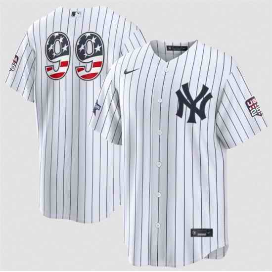 Men New York Yankees  99 Aaron Judge White 2026 All Star Edition Stars   Stripes Stadium Pick A Player Stitched Baseball Jersey