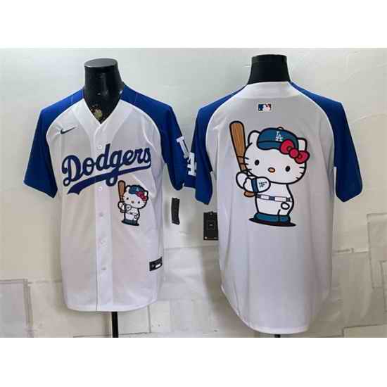 Men Los Angeles Dodgers Hello Kitty White Royal Vapor Limited Stitched Baseball Jersey