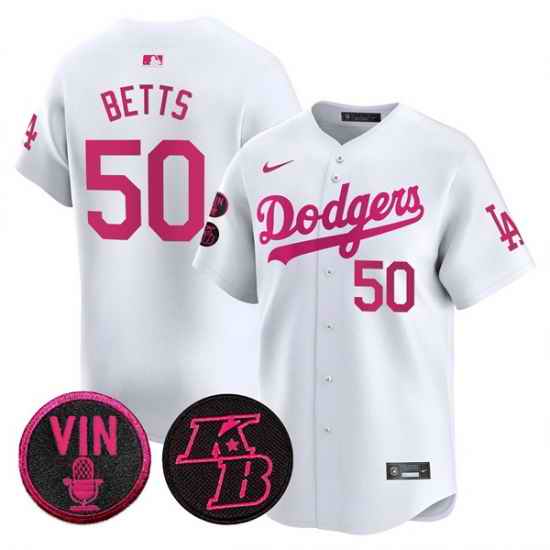 Men Los Angeles Dodgers  50 Mookie Betts White 2026 Mothers Day Vapor Premier Limited Stitched Baseball Jersey